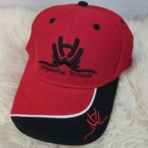 Hipnotic Wheels Red Black Snapback Hat Logo Cap Streetwear Automotive